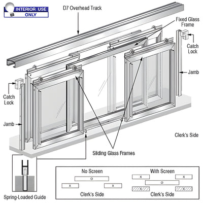 CRL Horizontal Sliding Pass-Thru Door Fawn w/ D7 Header & Screens