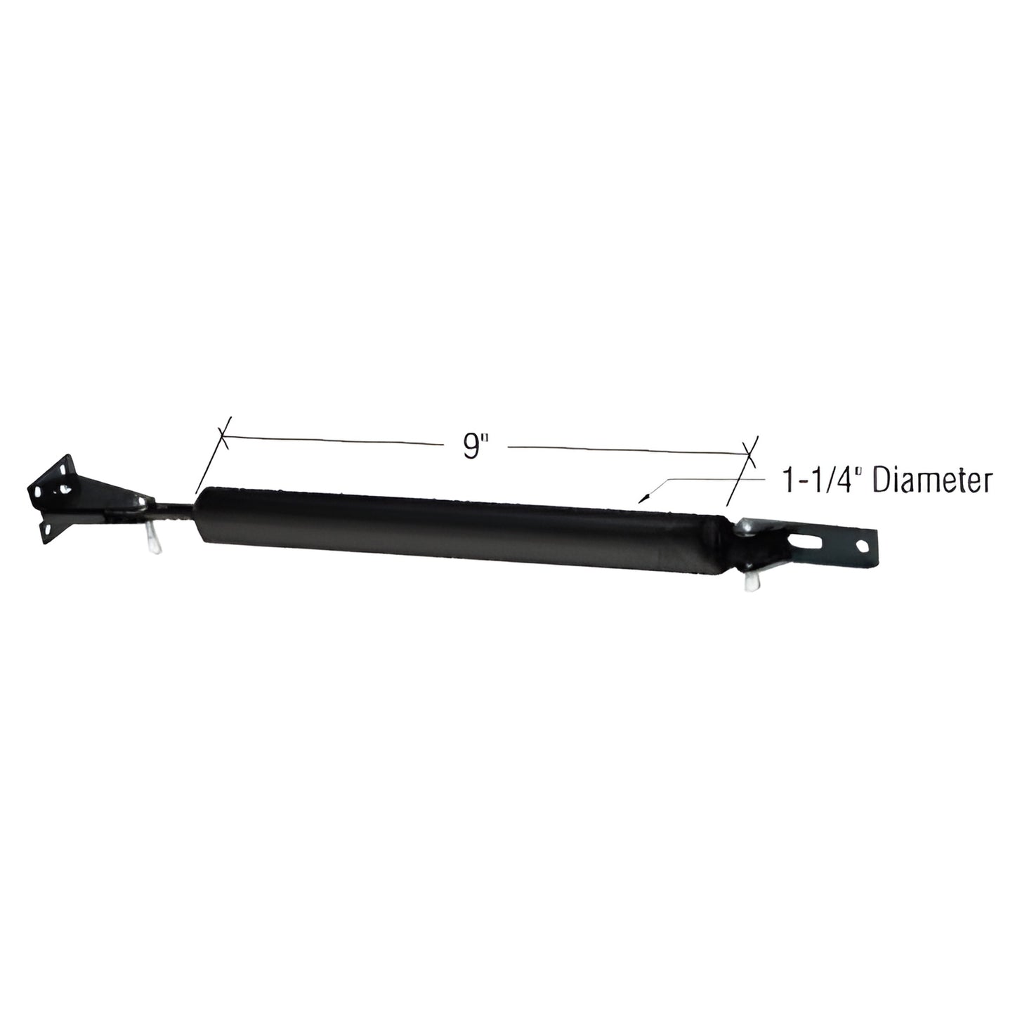 Black 9" pneumatic screen door closer (SKU K5028) with 1-1/4" barrel, mounting brackets and adjustable closing speed.