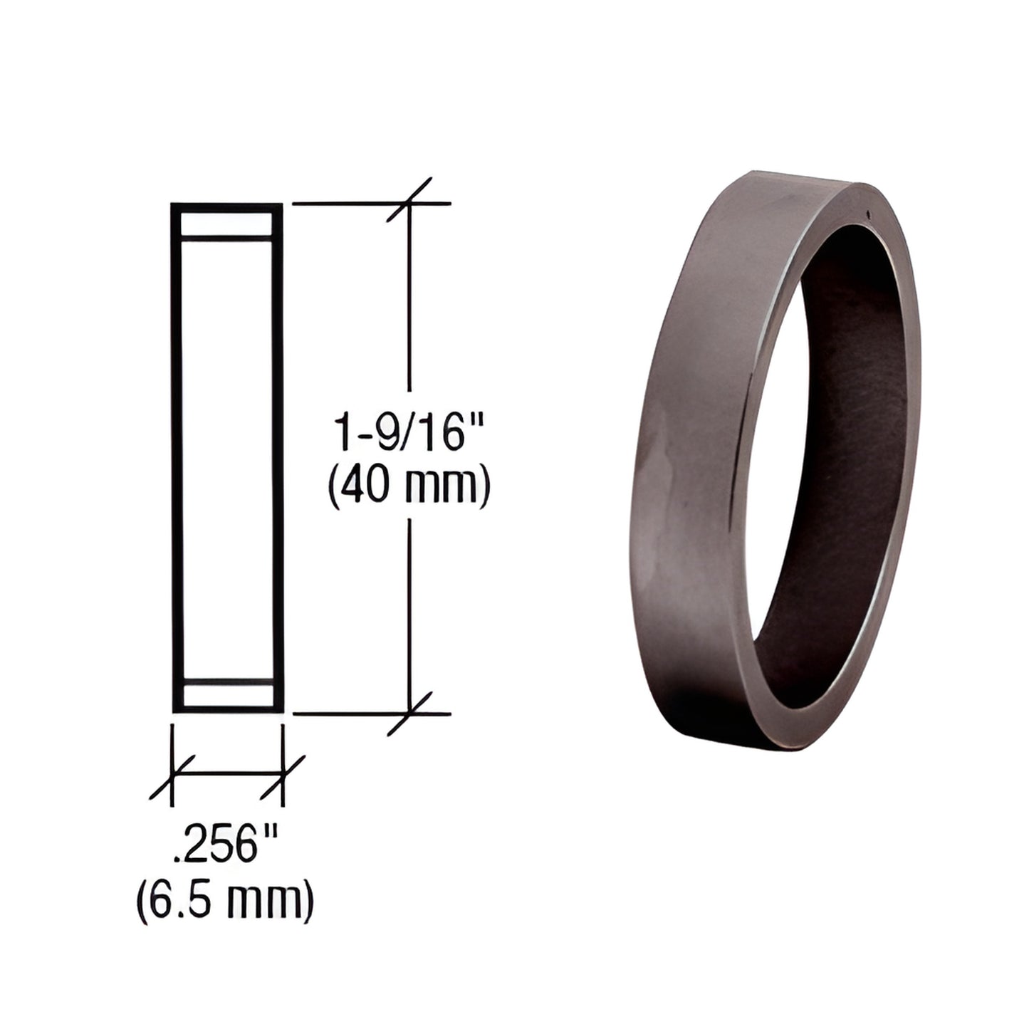 DRA256DU dark bronze mortise cylinder ring spacer, 1-9/16" (40mm) diameter, 0.256" (6.5mm) thick