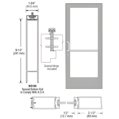 CRL-U.S. Aluminum 400 Clear Anodized Med Stile 3'x7' Offset Hung Door