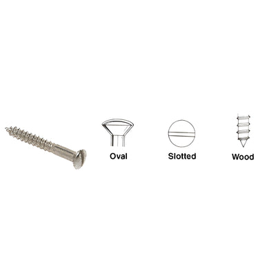 CRL #6 x 2" Oval Head Wood Screws - Brite Nickel-Plated