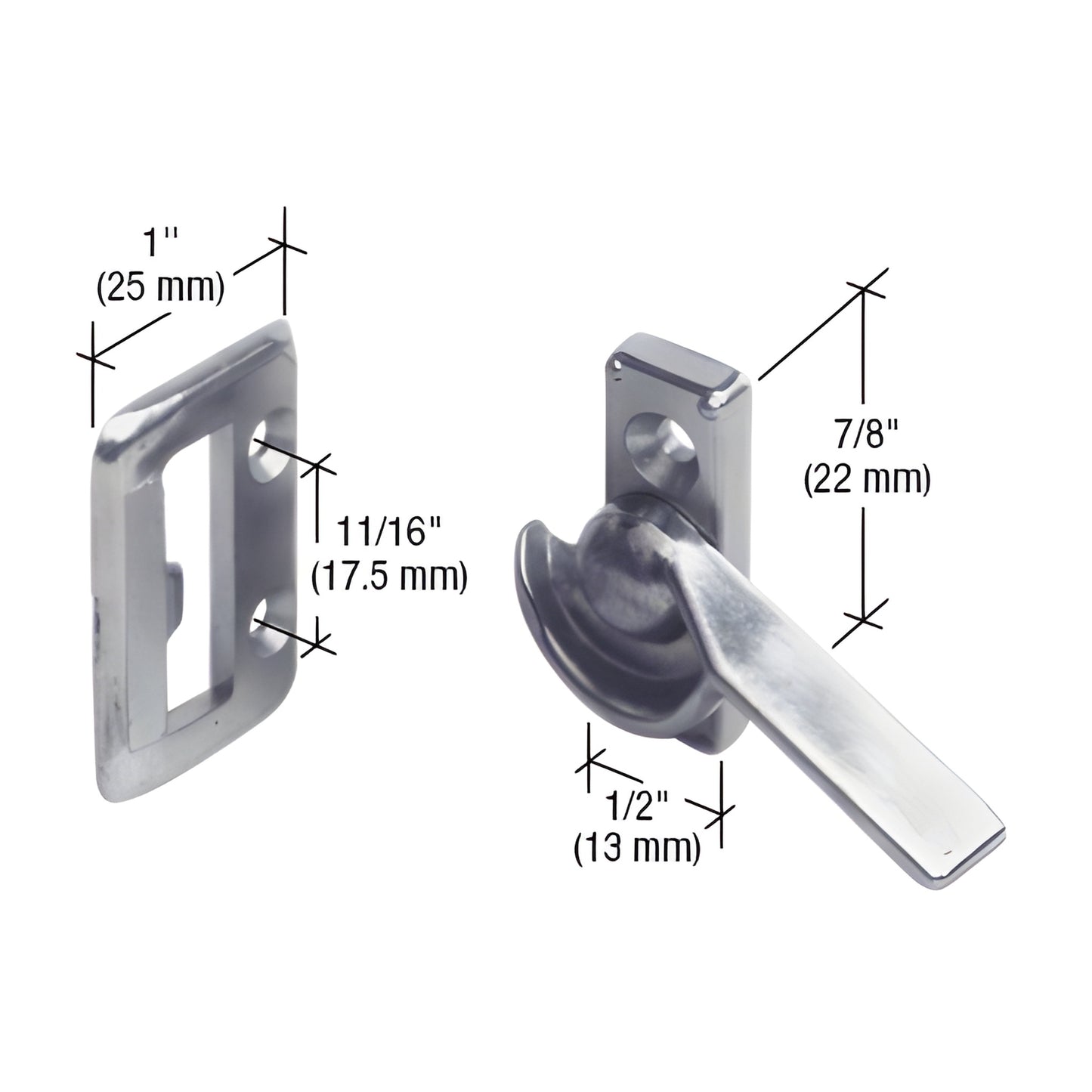 CRL F2510 brite zinc diecast left hand sash lock and keeper for residential/RV sliding windows, includes screws.