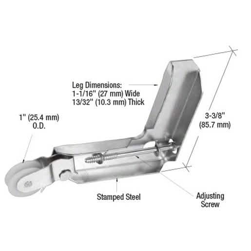 CRL 1" Nylon Sliding Screen Door Corner Roller Assembly for Metal Industry - Durable & Eff