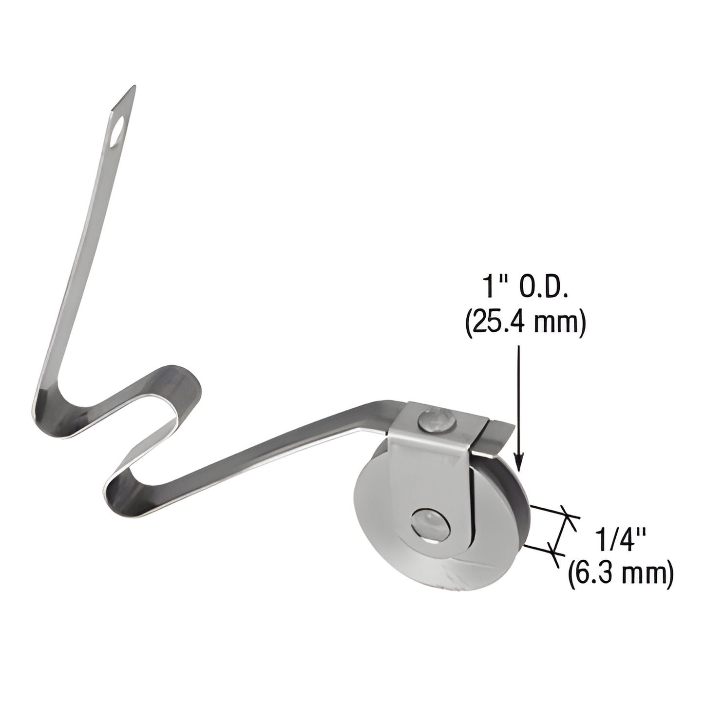 CRL B746 stainless steel spring-tension patio door roller with center-grooved nylon wheel, 1 in O.D., 1/4 in wide, 2-pack