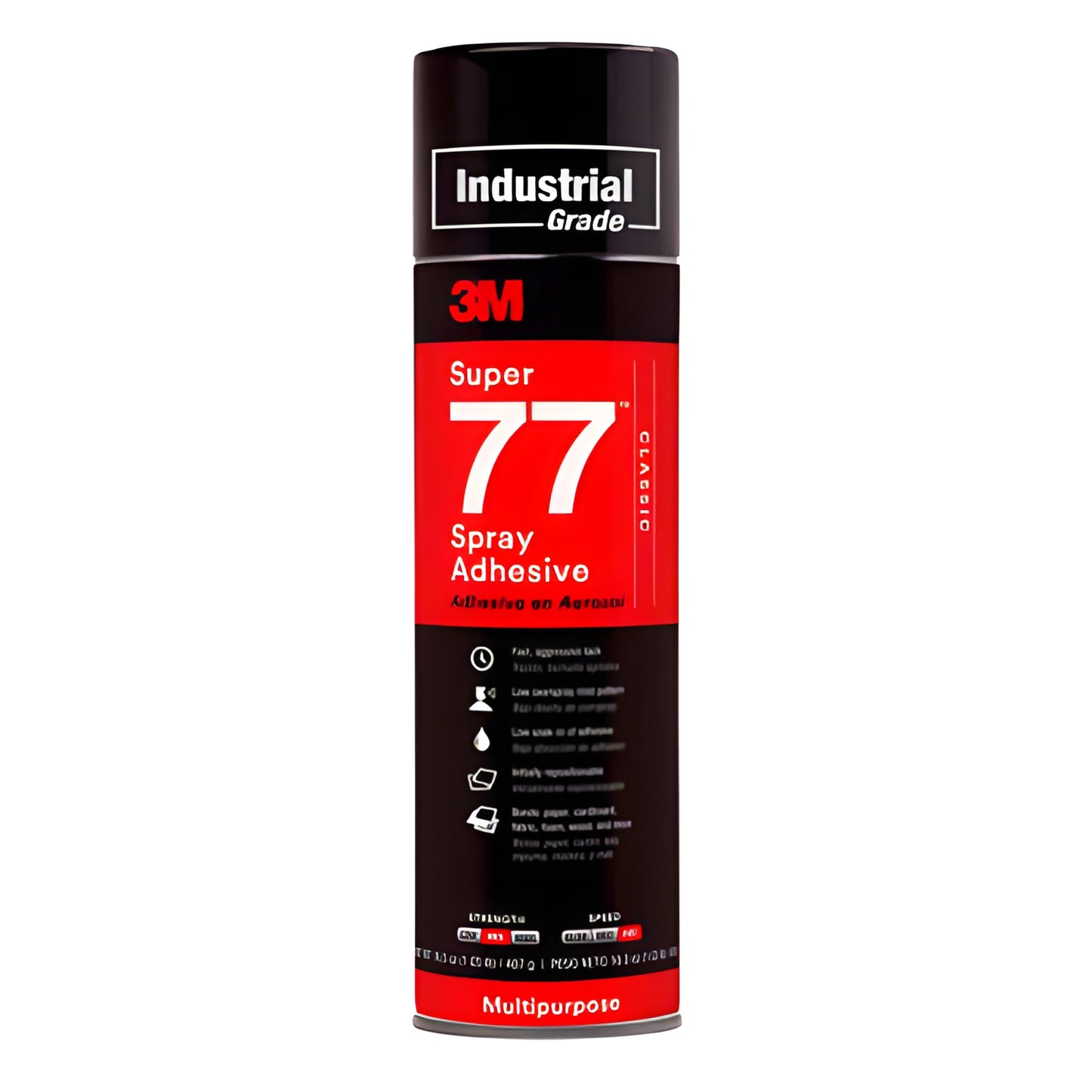 3M Super 77 spray adhesive can, 16.75 oz industrial-grade aerosol (SKU 3M97956)