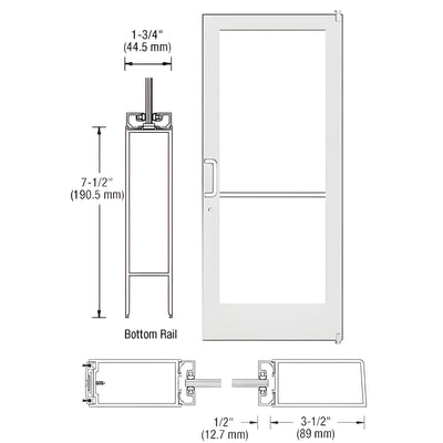 CRL-U.S. Aluminum White KYNAR 3x7 Offset-Hung Door - Surface Closer