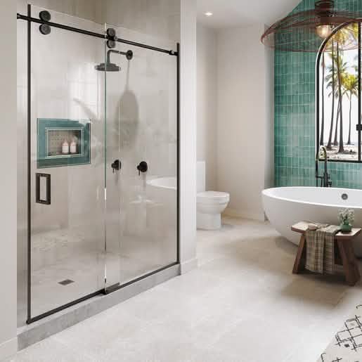 CRL Matte Black 180º Crescent Series Sliding System - Sleek, Modern Design for Showers