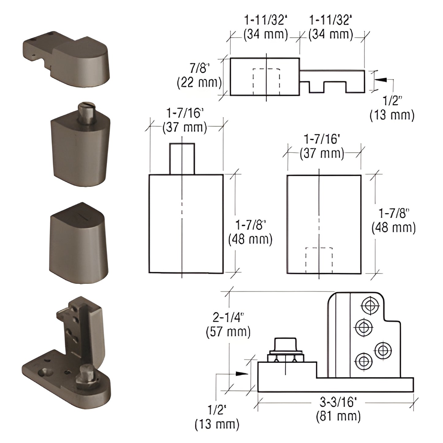 CRL OP70 offset pivot set (SKU 0P70LHDU) dark bronze aluminum, left-hand, for 125 lb commercial aluminum doors.
