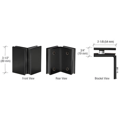 CRL Matte Black Geneva Series Glass-to-Glass Bracket