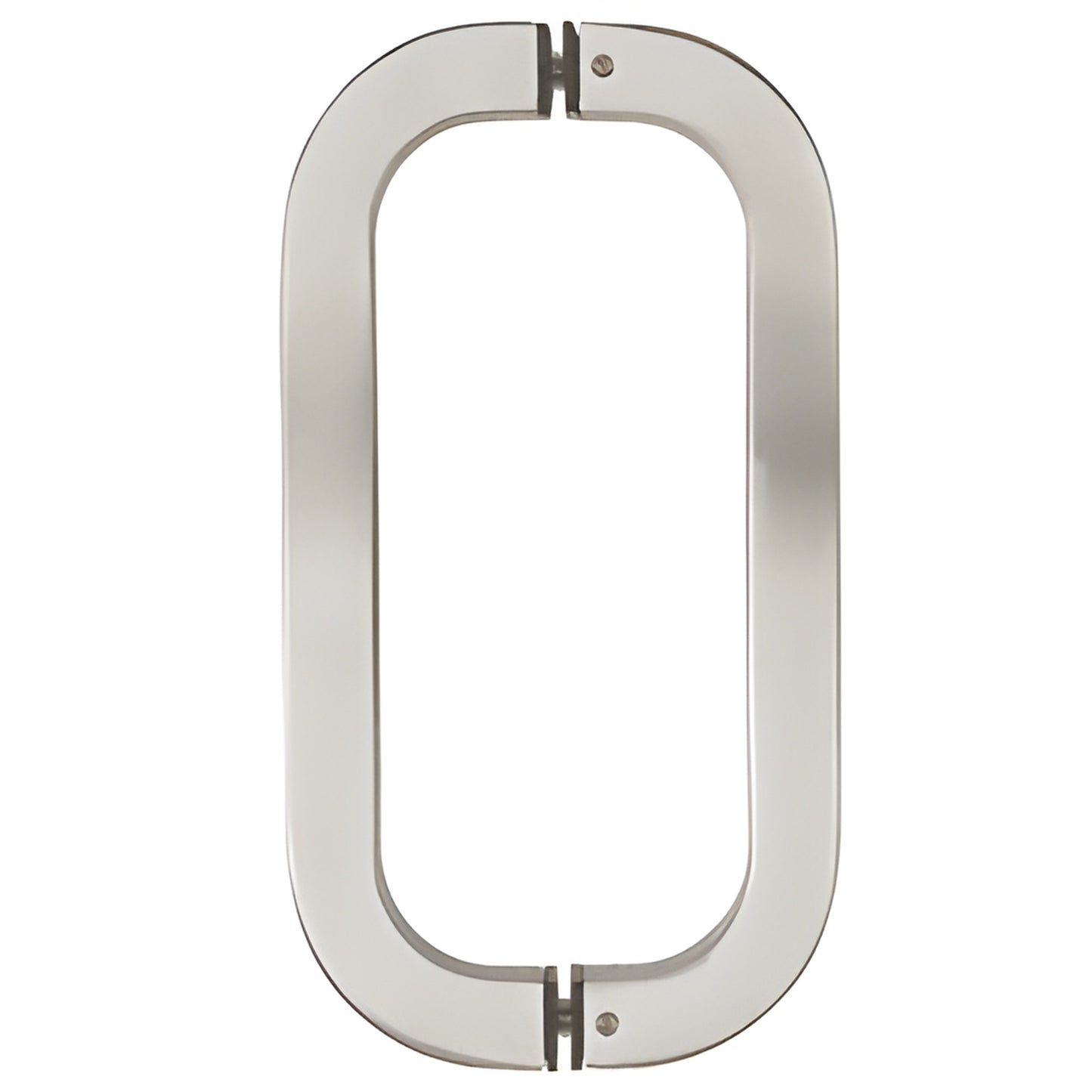 Brushed stainless steel 24 in center-to-center square tube glass door pull handle (SKU RST24X24BS), back-to-back mount.