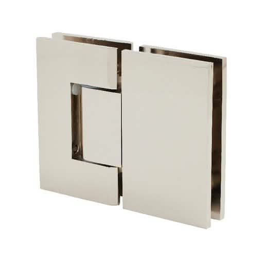 CRL Polished Nickel Geneva 380 Series 180° Glass-to-Glass Hinge - Adjustable, Durable Desi