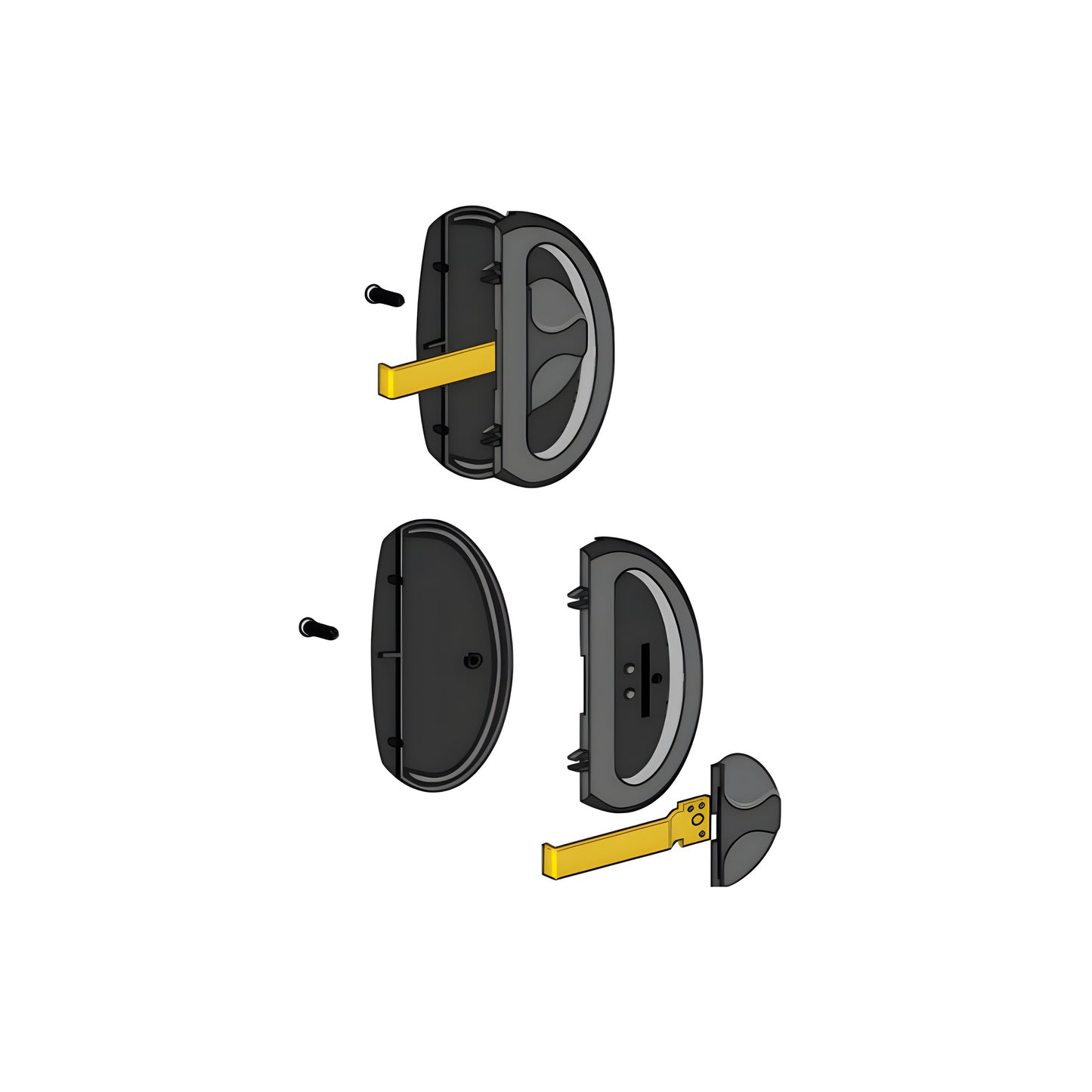 CRL A255 black plastic mortise latch and pull assembly with steel latch and strike for hat section doors.