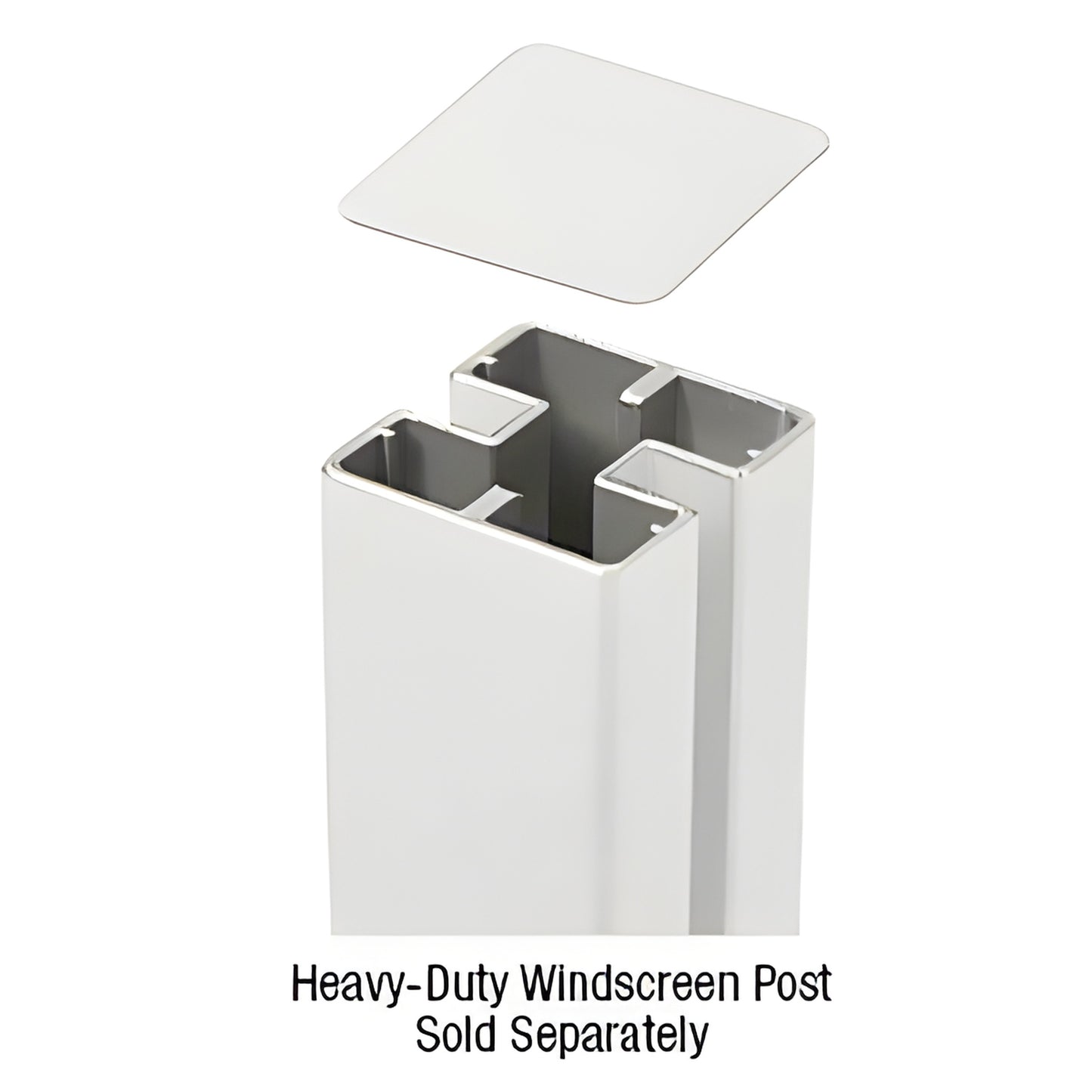 Sky White aluminum cap (HDPC1W) for 180 center/end heavy-duty windscreens, fits CRL HD posts.