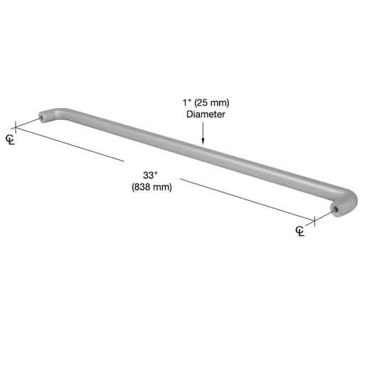 CRL Astral II Solid Push Bars, Clear Anodized, for 36" Offset Door - Image 2