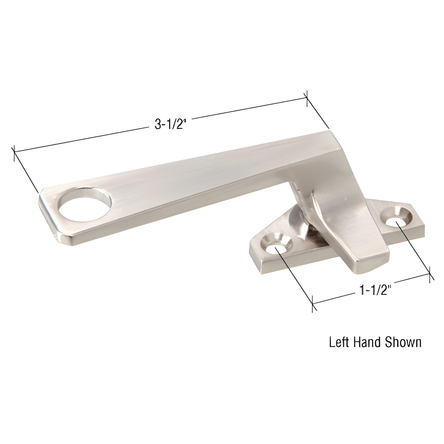 WH25415L champagne diecast left-hand locking handle for windows/doors, 3-1/2" arm, two-screw base