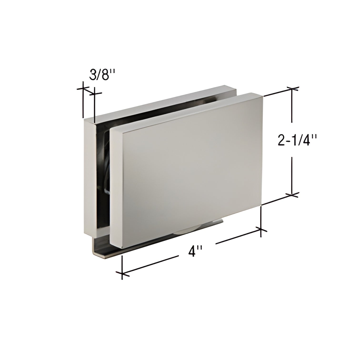 SR4BN brushed nickel square corner bottom roller for Essence sliding shower door; brass, fits 1/2" glass, 4" 2 1/4".