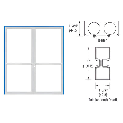 CRL-U.S. Aluminum 400 Up/Over Center-Hung 2-Door Frame 75-1/2x85-3/4