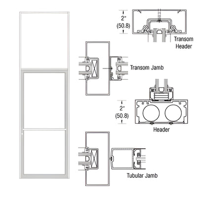 CRL-U.S. Aluminum White KYNAR® Paint 40" x 126" 451 Series Transom Single Door Frame for Center Hung OHCC