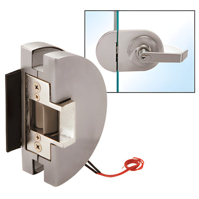 CRL Fail-Safe Glass Door Keeper w/ Electric Strike - Brushed SS