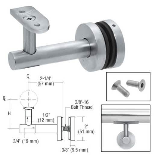 CRL Mill Aluminum Short Arm Malibu Glass Hand Rail Bracket for secure railing support.