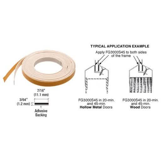 CRL Fire Glazing Tape, 3/64" x 7/16", 45 Min Rating - Ideal for Heat Resistant Seals