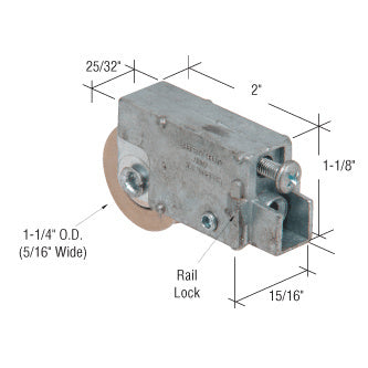 CRL 1-1/4" Steel Ball Bearing Sliding Glass Door Roller with 15/16" Wide Housing for Acorn Doors