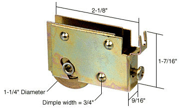 CRL 1-1/4" Steel Sliding Glass Door Roller with 9/16" Wide Housing for Window Master Doors
