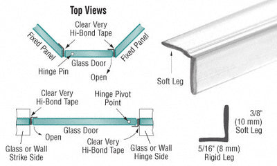 CRL 144" Translucent Vinyl 'L' Seal for 3/8" Maximum Gap without Tape