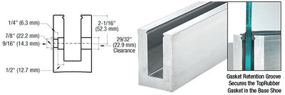 CRL B7S Series Mill Aluminum 120" Heavy-Duty Square Base Shoe Fascia Mount Drilled for 3/4" Glass