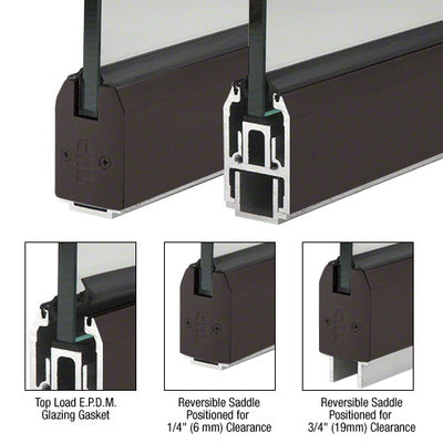 CRL Black Bronze Anodized Custom Length 2-5/16" Low Profile Tapered Sidelite Rail With Saddle