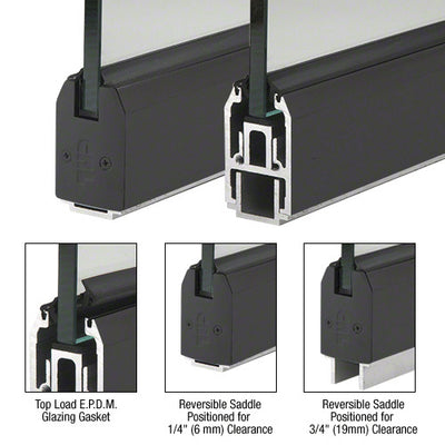 CRL Black Powder Coat Custom Length 2-5/16" Low Profile Tapered Sidelite Rail with Saddle