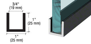 CRL Black Powder Coat Wet / Dry Glaze 1" Deep U-Channel 120" Stock Length
