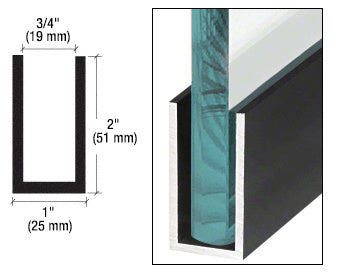 CRL Black Powder Coat Wet / Dry Glaze 2" Deep U-Channel 240" Stock Length