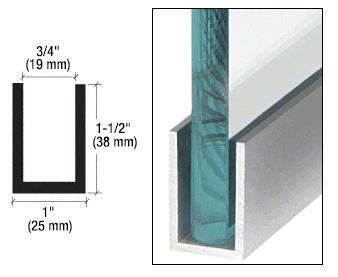 CRL Brushed Stainless Anodized Wet / Dry Glaze 1-1/2" Deep U-Channel 120" Stock Length