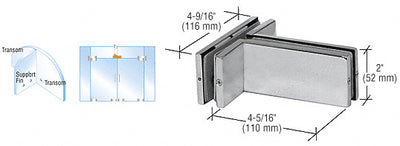 CRL Brushed Stainless Transom Mounted Patch Connector with Support Fin Bracket