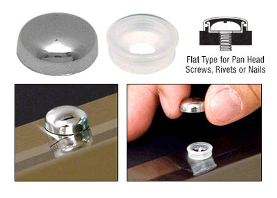 CRL Chrome Flat Large Snap Cap Screw Covers