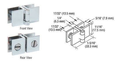 CRL Chrome Small Glass-to-Glass Out-Swing Set Screw Hinge