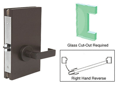 CRL Dark Bronze 6" x 10" RHR Center Lock With Deadlatch in Passage Lock Function