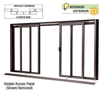 CRL Duranodic Bronze DW Series Four Panel Manual Deluxe Sliding Service Window OXXO without Screen