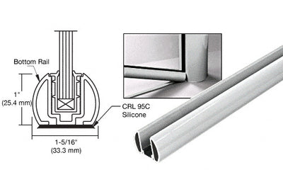 CRL Metallic Silver 241" Bottom Rail Only for the Aluminum Windscreen System