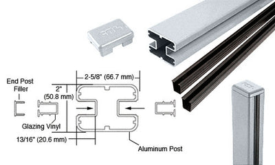 CRL Mill AWS 2" x 2-5/8" Rectangular 180 Degree 48" Center Post Kit