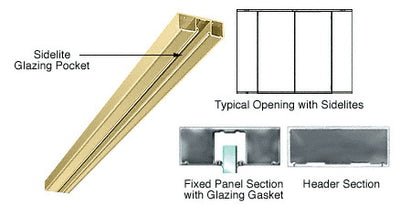 CRL Polished Brass 6" Header with Glazing Pocket Only Custom Length