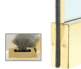 CRL Polished Brass Weatherstrip Kit with Aluminum Channel for 2" Square Low Profile Rail