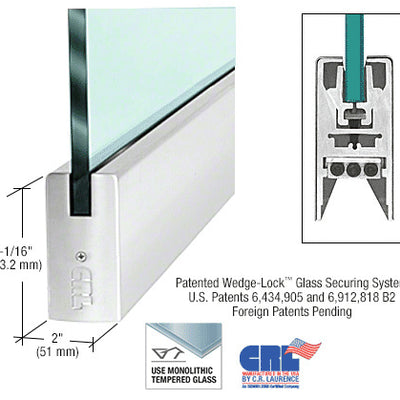 CRL Polished Stainless 1/2" Glass 4" Square Door Rail Without Lock - 41" Length