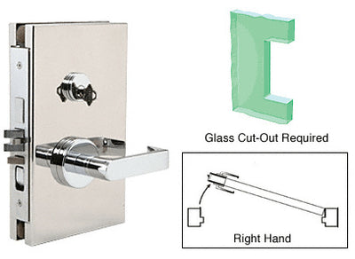 CRL Polished Stainless 6" x 10" RH Center Lock With Deadlatch in Entrance Lock Function