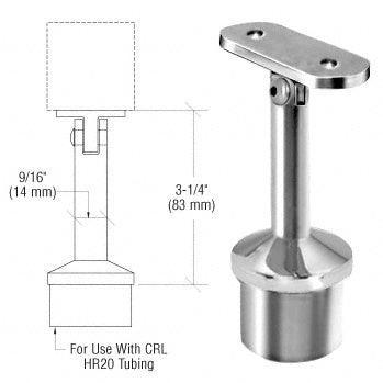 CRL Polished Stainless Post Mounted Adjustable Flat Saddle Hand Rail Supports