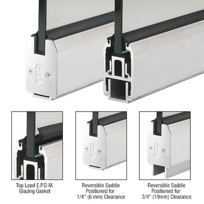 CRL Satin Anodized 2-5/16" x 240" Length Low Profile Tapered Sidelite Rail With Saddle