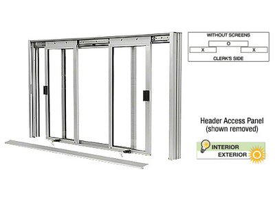 CRL Satin Anodized DW Series Manual Deluxe Sliding Service Window XOX Without Screen