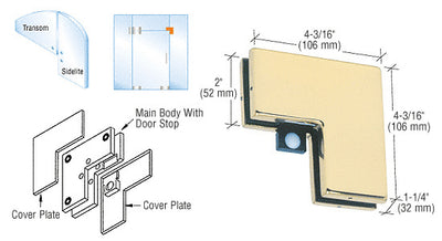 CRL Satin Brass Sidelite Mounted Transom Patch With Reversible Door Stop