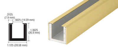 CRL Satin Brass Wet / Dry Glaze 1" Deep U-Channel Custom Length
